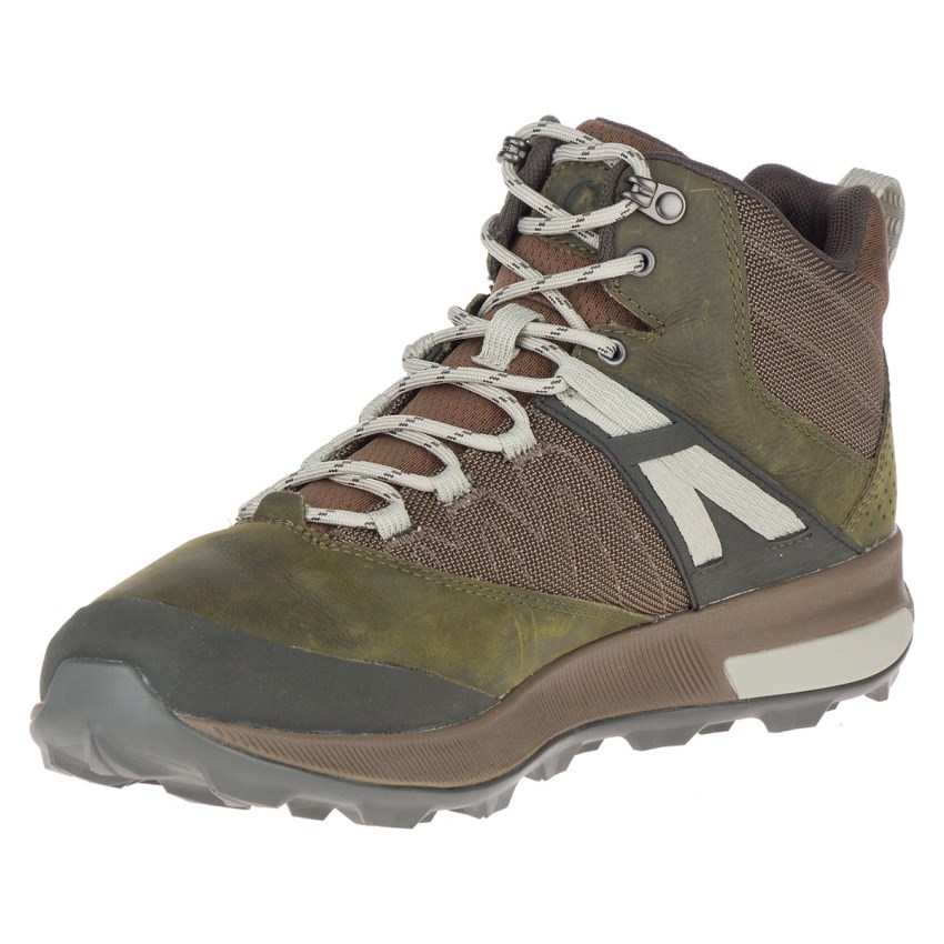 Bottes Merrell Zion Mid Waterproof Vert Olive Homme | A.S.YZWW